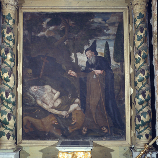 Tableau (tableau d'autel) : Visite de saint Antoine à saint Paul ermite