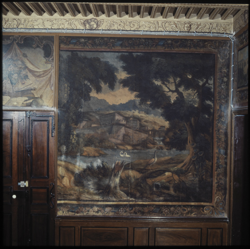 Rez-de-chaussée. Pièce Ba. Panneau g. Paysage avec un château.