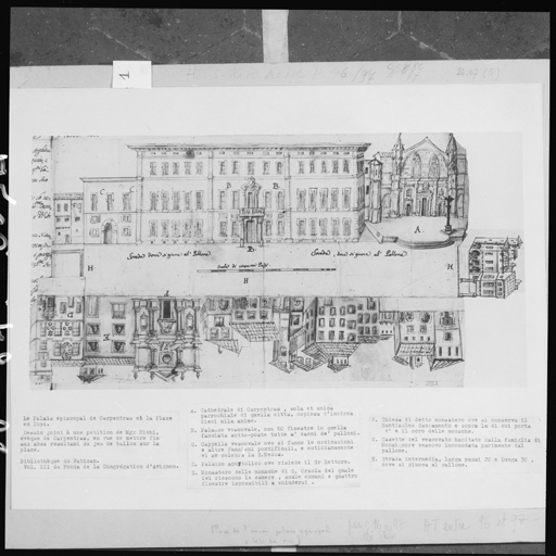 Le palais épiscopal et la place en 1694.