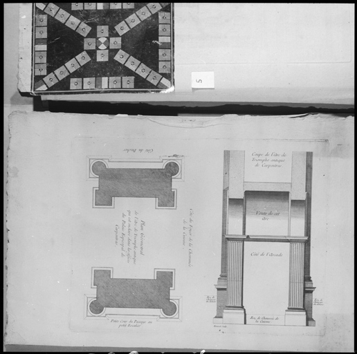 Plan géométral de l'arc de triomphe antique qui est enclavé dans les offices du palais épiscopal de Carpentras.