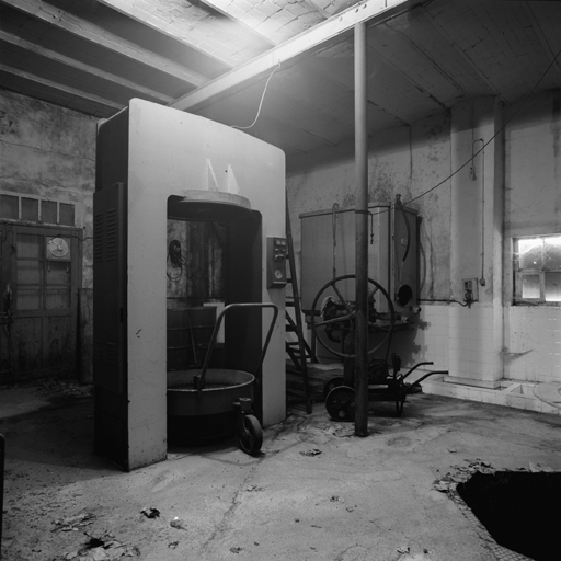 Intérieur du moulin. Presse.