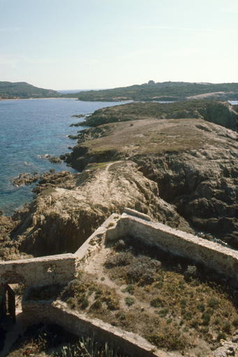 Vue prise de la tour. Au premier plan, saillant est de l'enceinte.