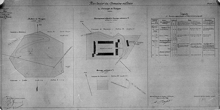 Plan terrier du domaine militaire. Les ouvrages de Viraysse.