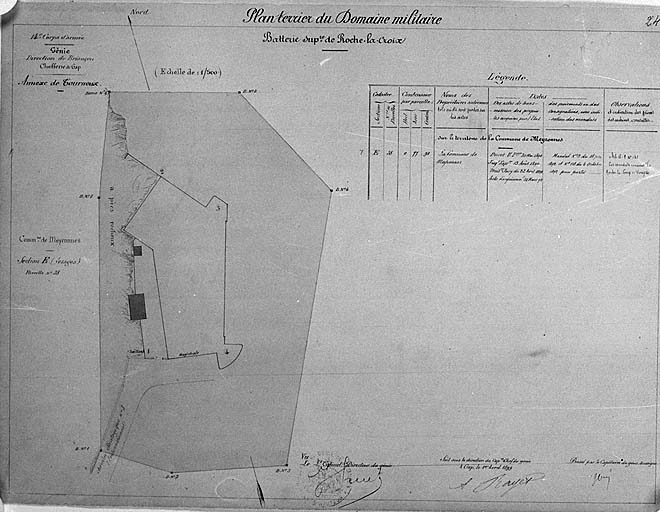 Plan terrier du domaine militaire. Batterie supérieure de Roche-la-Croix.