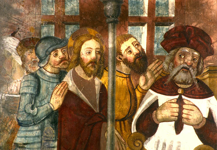 Mur sud. Jésus devant Caïphe. Détail.