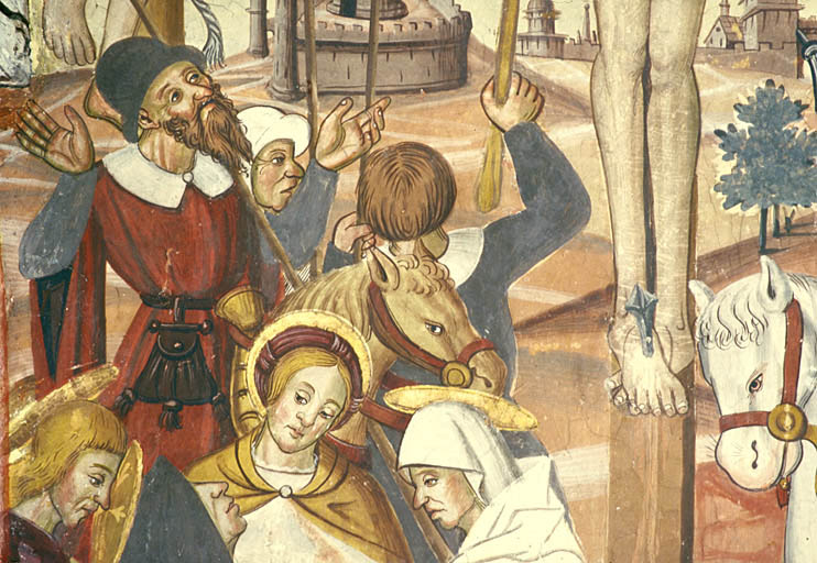 Mur sud et voûte de la troisième travée. La Crucifixion. Les Saintes Femmes.