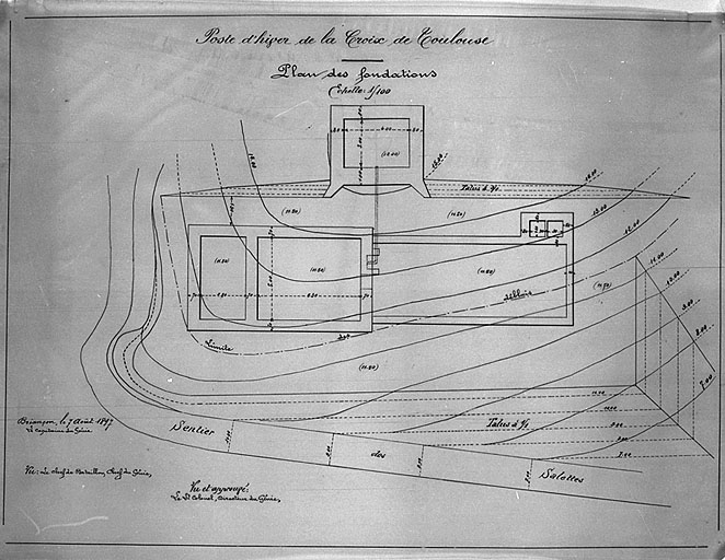 Poste d'hiver de la Croix de Toulouse : fondations.