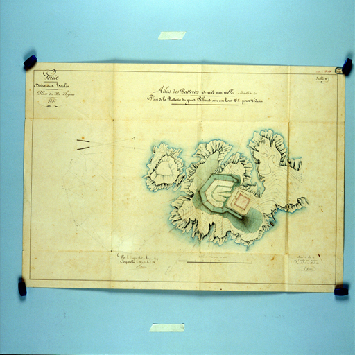 Plan de la Batterie du Grand Ribaud avec une tour n° 2 pour réduit. 1850