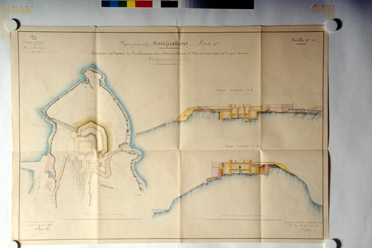 Projet pour 1849. Fortifications. Construire une batterie sur l'emplacement (...) de l'ancien château de Port-Cros avec tour n° 2 pour réduit. 1849