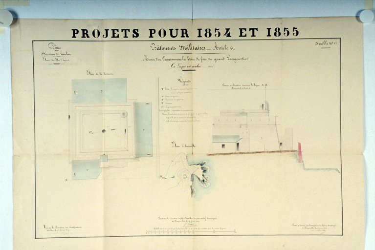 Munir d'un paratonnerre la tour du fort du Grand Langoustier. 1854