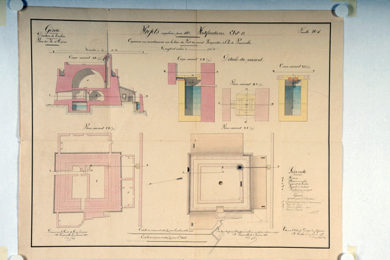 Organiser un paratonnerre sur la tour du fort du Grand Langoustier. Projet pour 1852-53.