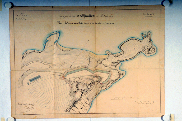 Plan de la batterie actuelle des Mèdes et du terrain environnant. Projet pour 1850-51.