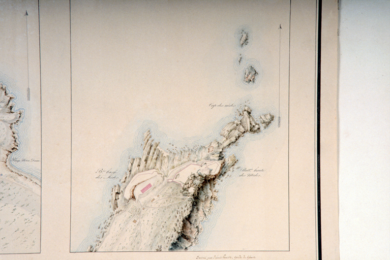 Batterie basse et Batterie haute des Mèdes, plan de situation.  1818-1822