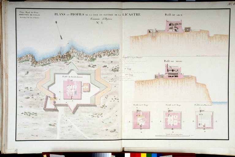 Plan et Profils de la Tour et Batterie de la Licastre. 1818-1822