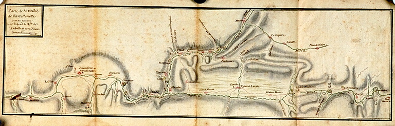 Carte de la vallée de Barcelonnette jointe au mémoire de M. Richerand du 17 septembre 1693.