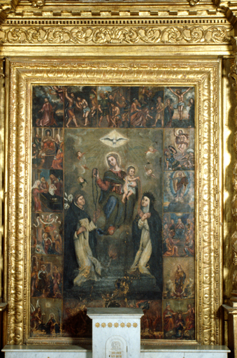 Tableau et son cadre : Rosaire et purgatoire