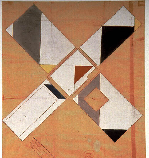 Théo van Doesburg. "Croquis pour la petite chambre de fleurs, construction de couleurs". 1924-1925. Nederlands Instituut Architectuur. Amsterdam.