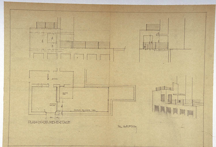 Plan du deuxième étage. Détail. Perspective.