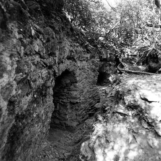 Elévation intérieure. Embrasure à canon. Vue de volume rapprochée.