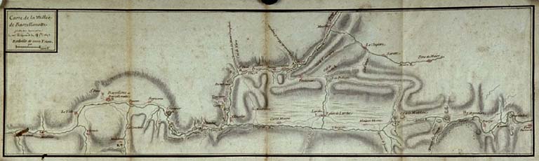 Carte de la vallée de Barcelonnette jointe au mémoire de M. Richerand du 17 7bre 1693.