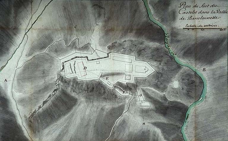 Plan du fort du Castelet dans la vallée de Barcelonnette.