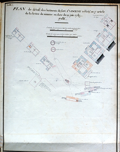 Plan de détail des bâtiments du fort St-Vincent. 1786.