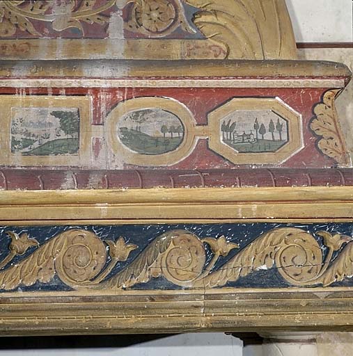 Château. Le manteau de la cheminée. Partie centrale, détail.