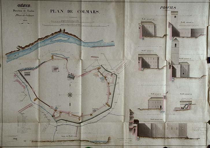 Plan de Colmars et élévation des tours.