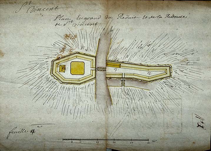 Plan en grand du réduit et de la redoute de Saint-Vincent.