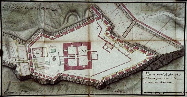 Plan en grand du fort de St Vincent pour servir à la correction des embrasures.