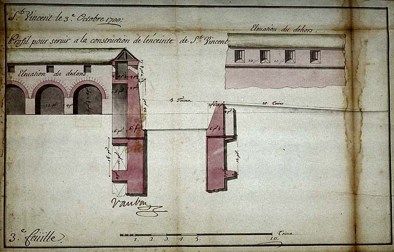 Profil pour servir à la construction de l'enceinte de St Vincent.