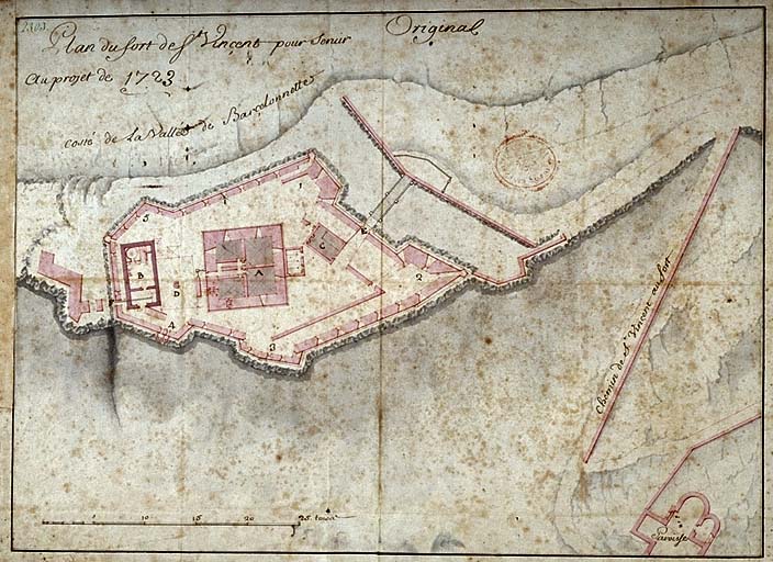 Plans du fort de St Vincent pour servir au projet de 1723.