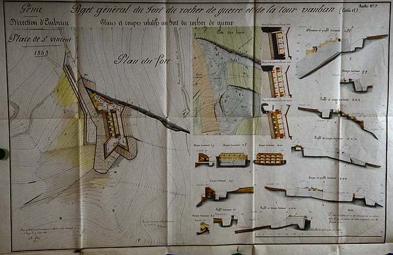 Projet général du fort du rocher de guerre et de la tour Vauban.