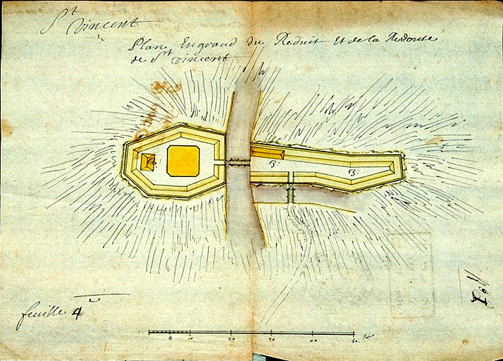 Projet de 1692. ; Plan en grand du réduit et de la redoute de Saint-Vincent. 1692.