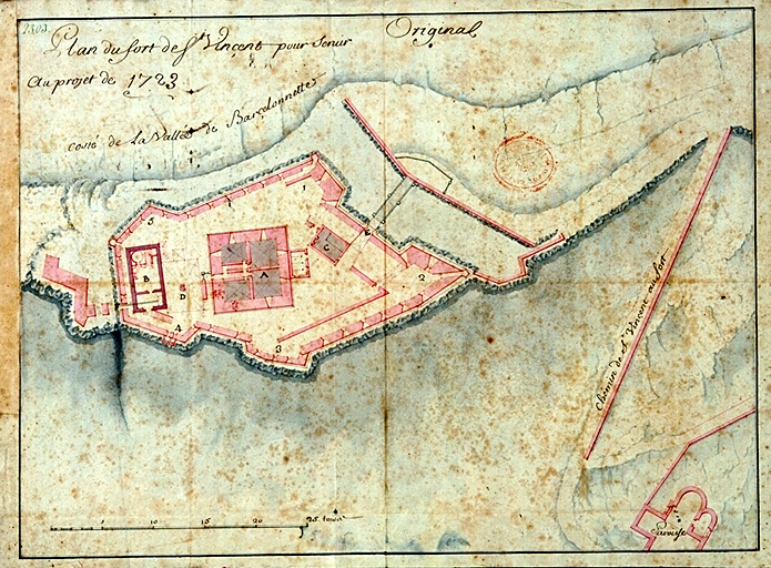 Plan du fort de St-Vincent pour servir au projet de 1723. 1722.