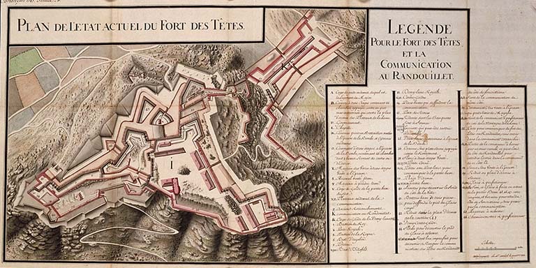 Plan de l'état actuel du fort des Têtes, 1747.