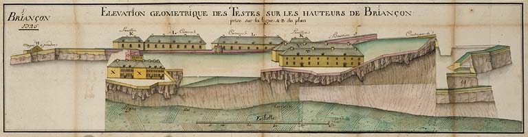 Elévation géométrique des Testes sur les hauteurs de Briançon, 1725 [rabat plié]