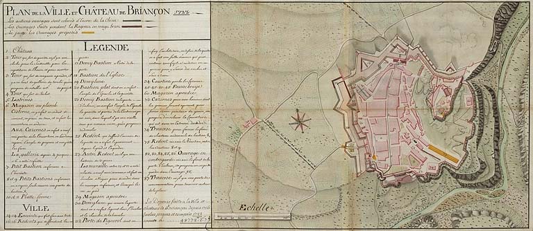 Plan de la ville et château de Briançon. 1723