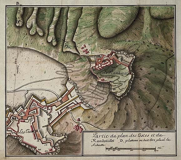 Partie du plan des Testes et du Randouillet, 1740.