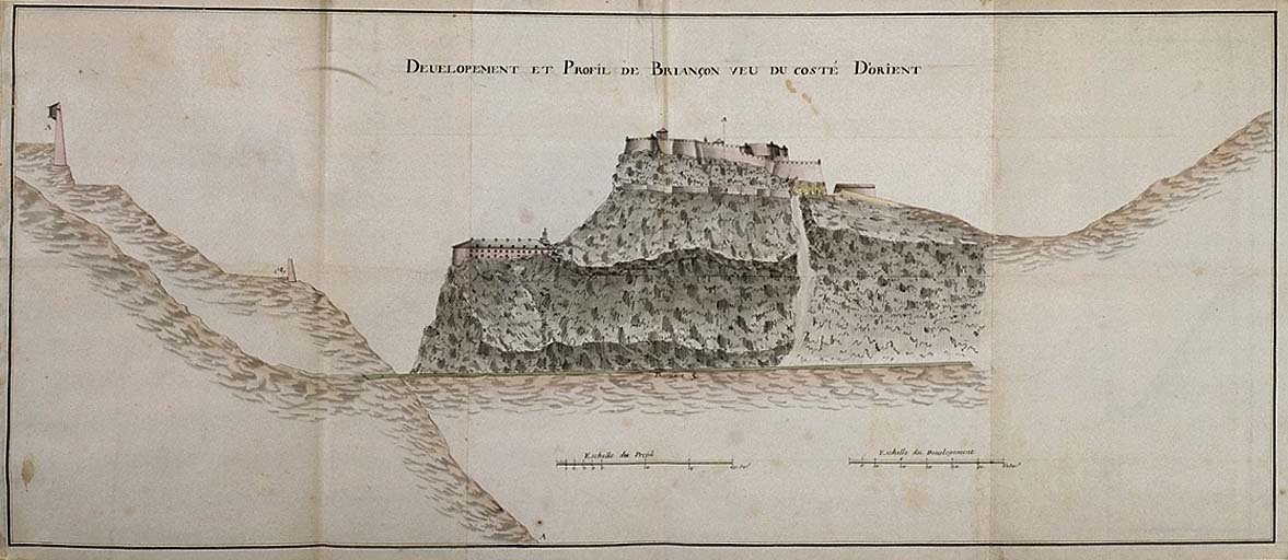 Développement et profils de Briançon veu du costé d'Orient. 1695