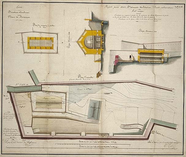 Projets pour 1845. Construire un magasin à poudre (...) au bas fort des Têtes, 1845.