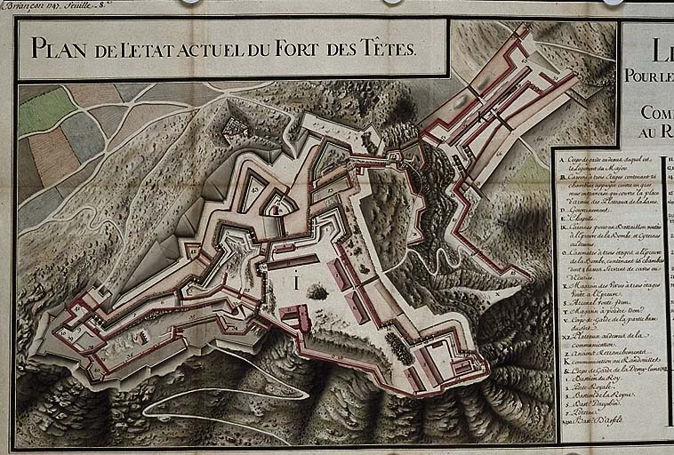 Plan de l'état actuel du fort des Têtes, 1747. Détail.