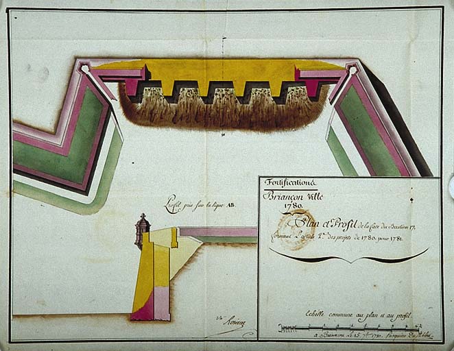 Plan et profil de la face du bastion 17. 1780