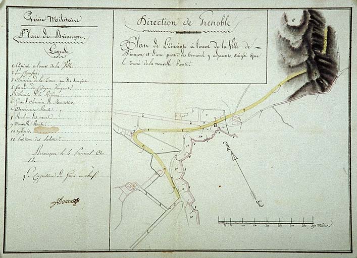 Plan de l'enceinte à l'ouest de la ville de Briançon. 1804