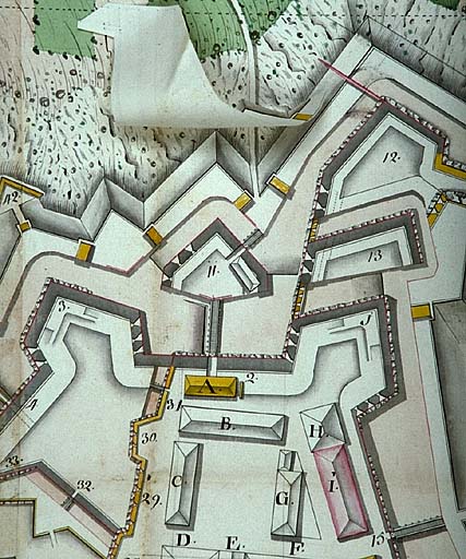 Plan des Testes, 1727. Détail avec rabat déplié.