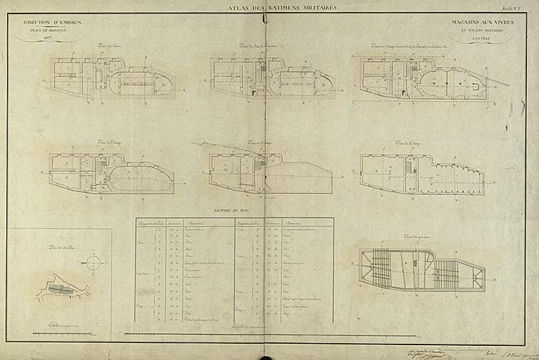 Magasins aux vivres et aux lits militaires à la ville. 1822. [Plans]