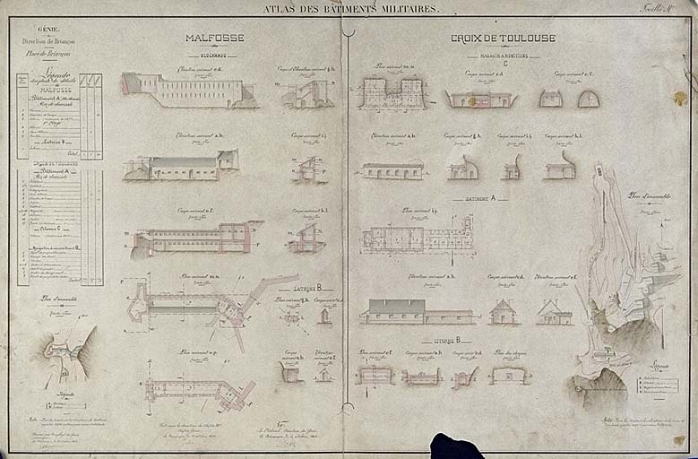 Blockhaus de Malfosse et magasin à munitions du fort de la Croix de Toulouse. 1901 ; Blockhaus de Malfosse et magasin à munitions du fort de la Croix de Toulouse, 1901.