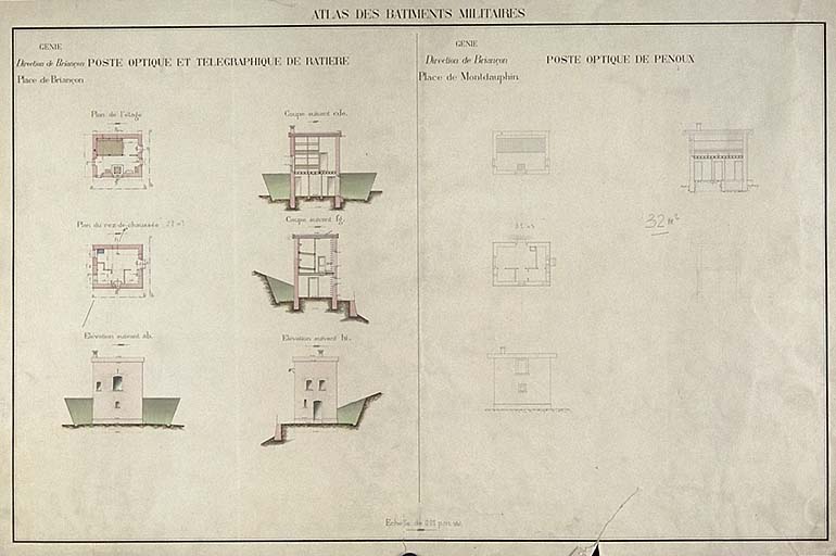 Poste optique et télégraphique de Ratière. Poste optique de Penoux.