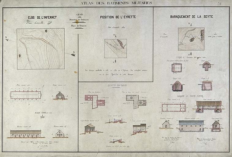 Clos de l'Infernet, position de l'Eyrette, baraquement de la Seyte, 1902.