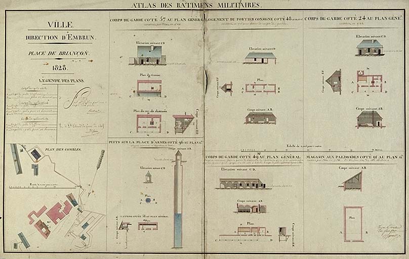 Atlas des bâtiments militaires. Place de Briançon. Corps de garde. 1828